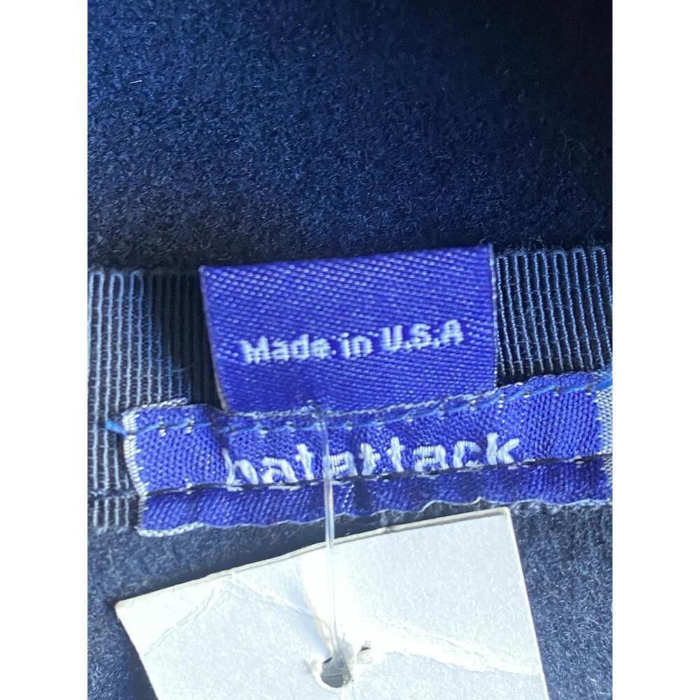 NWT Hat Attack Womens 100% Wool Felt Brimmed Fedora Leather Trim Navy Blue Hat - Picture 8 of 9